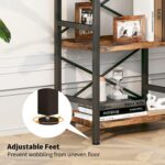 Homeiju Bookshelf, 3 Tier Industrial Bookcase, Metal Small Bookcase, Rustic Etagere Book Shelf Storage Organizer for Living Room, Bedroom, and Home Office(Rustic Brown) Patent Pending D29873033 - Image 7