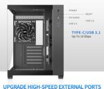 MUSETEX ATX PC Case, 3 x 120mm Fans Pre-Installed, 360MM RAD Support, 270° Full View Tempered Glass Gaming PC Case with Type-C, Mid Tower ATX Computer Case, Black, Y6 - Image 4