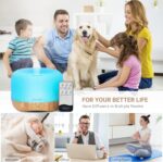 Homeweeks 300ml Essential Oil Diffuser, Quiet Aromatherapy Mist Diffusers for Essential Oils, Wood Grain, Ultrasonic, Remote Control, Timer, 7 Colors Light for Bedroom (300ml) - Image 3