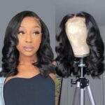 Douyin Bob Wig Human Hair 13x4 Frontal Lace Wig 14 Inch Body Wave 180% Density HD Lace Front Wigs Human Hair Pre Plucked Bob Wigs for Women (14 inch, Natural Black) - Image 2
