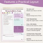 Teacher To Do List Notepad, 8.3x5.8 Inch Teacher Notepad, Spiral Checklist Notebook for Class Schedules, Daily Planner, School Tasks and Goal Setting (Purple) - Image 4