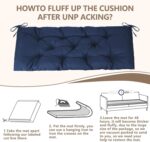 59 inch Waterproof Indoor/Outdoor Garden Bench Seat Cushions,Thicken Patio Bench Soft Rocking Chairs Pad Lounger Seat for Porch Wicker Loveseat Settee (59x19.6x3.9 inch,Navy - Image 7
