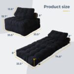 MAXYOYO Folding Sofa Bed, Convertible Sleeper Chair with Pillow Foldable Mattress with Back Support, Portable Fold Out Chair Bed Comfy Floor Sofa Lounge for Living Room Bedroom, Black, Single - Image 3