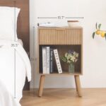 Night Stand with Drawer, Mid Century Nightstand with Storage, Modern Fluted Bedside Table Bedroom Living Room for Small Space, Office (Rustic Walnut) - Image 4