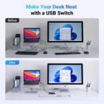 UGREEN USB Switch Selector 2 Computers Sharing 4 USB Devices USB 2.0 Peripheral Switcher Box Hub for Mouse Keyboard Scanner Printer PCs with One-Button Swapping and 2 Pack USB A to A Cable - Image 6