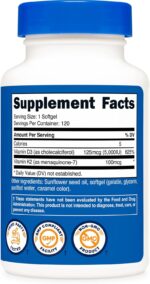 Nutricost Vitamin K2 (MK7) (100mcg) + Vitamin D3 (5000 IU) 120 Softgels - Gluten Free and Non-GMO - Image 6