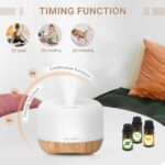 Homeweeks 300ml Essential Oil Diffuser, Quiet Aromatherapy Mist Diffusers for Essential Oils, Wood Grain, Ultrasonic, Remote Control, Timer, 7 Colors Light for Bedroom (300ml) - Image 8