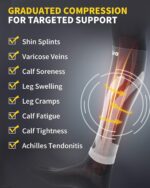 CAMBIVO 3 Pairs Calf Compression Sleeves for Men & Women – Footless Compression Socks for Shin Splints, Pain Relief, Varicose Veins – Leg Support for Running, Travel, Fitness, Nursing - Image 3