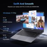Laptop with MS Office Pro Plus 2024, 14 inch HD Display Laptop Computer, Quad-Core N5095 Up to 2.9 GHz, 8GB RAM 128GB SSD Laptops, 2.4G/5G WiFi, BT 5.0, USB 3.0, Webcam, Long Battery Life - Image 4