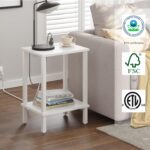 TUTOTAK End Table with Charging Station, Set of 2, Small Side Table with Outlets, Nightstand Bedside Table, 2-Tier Storage Shelf for Small Space, Living Room, Bedroom White TB01BW041 - Image 10