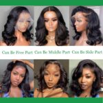 Douyin Bob Wig Human Hair 13x4 Frontal Lace Wig 14 Inch Body Wave 180% Density HD Lace Front Wigs Human Hair Pre Plucked Bob Wigs for Women (14 inch, Natural Black) - Image 4