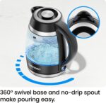 Chefman Electric Kettle, 1.8L 1500W, Hot Water Boiler, Removable Lid for Easy Cleaning, Auto Shut Off, Boil-Dry Protection, Stainless Steel Filter, BPA Free, Borosilicate Glass Electric Tea Kettle - Image 6