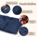 59 inch Waterproof Indoor/Outdoor Garden Bench Seat Cushions,Thicken Patio Bench Soft Rocking Chairs Pad Lounger Seat for Porch Wicker Loveseat Settee (59x19.6x3.9 inch,Navy - Image 6