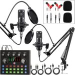 Podcast Equipment Bundle for 2, Audio Interface with Voice Changer Condenser Microphones for Gamer, All-in-One Audio Mixer Perfect for Live Streaming, Singing, YouTube, Gaming - Image 2