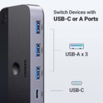 UGREEN USB 3.0 Switch 2 Computers Sharing USB C & A Devices, 4 Port USB Switcher Sharing Keyboard and Mouse, Printer/Scanner USB Switch Hub for Two Computers with 2 USB3.0 Cables and Controller - Image 5