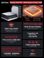 GMKtec EVO-X2 AI Mini PC Ryzen Al Max+ 395 (up to 5.1GHz) Mini Gaming Computers, 128GB LPDDR5X 8000MHz (16GB*8) 2TB PCIe 4.0 SSD, Quad Screen 8K Display, WiFi 7 & USB4, SD Card Reader 4.0 - Image 3