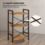 Homeiju Bookshelf, 3 Tier Industrial Bookcase, Metal Small Bookcase, Rustic Etagere Book Shelf Storage Organizer for Living Room, Bedroom, and Home Office(Rustic Brown) Patent Pending D29873033 - Image 9