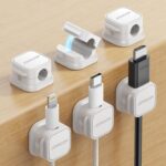 6 Pack Magnetic Cable Clips [Cable Smooth Adjustable] Cord Holder, Under Desk Cable Management, JOYROOM Adhesive Wire Holder Keeper Organizer for Home Office Desk Phone Car Wall Desktop Nightstand - Image 2