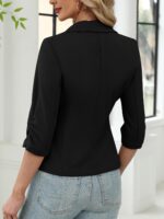 ELLEVEN Womens Casual 3/4 Sleeve Knit Blazers - High Stretch Business Work Suit Slim Fit Jacket with Pockets - Image 4