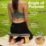 Meditation Chair w/ Extra Thick Cushion - Portable Bamboo Meditation Bench w/ Magnetic Locking Hinge - Anterior Tilt Seiza Bench Ideal for Comfortable & Stable Meditation - Sleek Canvas Kneeling Chair - Image 4