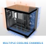 MUSETEX ATX PC Case, 3 x 120mm Fans Pre-Installed, 360MM RAD Support, 270° Full View Tempered Glass Gaming PC Case with Type-C, Mid Tower ATX Computer Case, Black, Y6 - Image 5