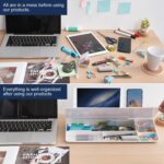 TSJ OFFICE Small Desktop Whiteboard -Glass Dry Erase Board Computer Keyboard Stand White Board Surface Pad with Drawer, Desk Organizers with Accessories for Office, Home, School Supplies - Image 4