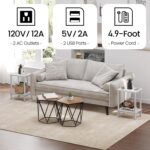 TUTOTAK End Table with Charging Station, Set of 2, Small Side Table with Outlets, Nightstand Bedside Table, 2-Tier Storage Shelf for Small Space, Living Room, Bedroom White TB01BW041 - Image 9
