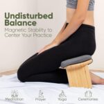 Meditation Chair w/ Extra Thick Cushion - Portable Bamboo Meditation Bench w/ Magnetic Locking Hinge - Anterior Tilt Seiza Bench Ideal for Comfortable & Stable Meditation - Sleek Canvas Kneeling Chair - Image 3
