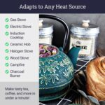 Large Japanese Cast Iron Teapot Capacity 40Oz with Trivet and Loose Leaf Tea Infuser, Cast Iron Tea Kettle Stovetop Safe. Tetsubin Coated with Enamel Interior - Green Teapot - Image 7