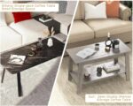 IDEALHOUSE 31.49" Industrial Coffee Table, Farmhouse Nightstand Set of 2-Tier Storage Side Tables with Rustic Wood Finish for Bedroom/Living Room, Narrow Space-Saving Design, Grey - Image 7