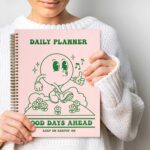 To Do List Cute Planner Undated Notebook, A4 Large Hardcover Spiral Schedule Retro Notebook, Aesthetic Daily for Students Girls Teens , Pink, Green (8.5x11) - Image 7