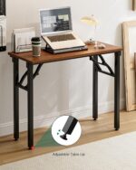 Frylr Small Folding Computer Desk – Portable 35.8 Inch Foldable Laptop Table, Collapsible and Compact for Easy Storage and Fast Setup, Lightweight for Small Spaces, Craft and Study Use, Dark Walnut - Image 4