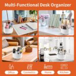 Desk Pencil Pen Holder, 5 Slots 360°Degree Rotating Pen Organizers for Desk, Desktop Storage Stationery Supplies Organizer, Cute Pencil Cup Pot for Office, School, Home, Art Supply, White - Image 6