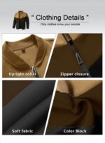 HYPESTFIT Mens Lightweight Jacket Casual Bomber Jacket Color Block Varsity Coat - Image 7