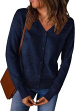 Women's Cropped Cardigan Sweaters Long Sleeve V-Neck Button Down Lightweight Sweaters - Image 2