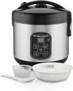 Hamilton Beach Digital Programmable Rice Cooker & Food Steamer, 8 Cups Cooked (4 Uncooked), With Steam & Rinse Basket, Stainless Steel (37518) - Image 2