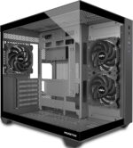MUSETEX ATX PC Case, 3 x 120mm Fans Pre-Installed, 360MM RAD Support, 270° Full View Tempered Glass Gaming PC Case with Type-C, Mid Tower ATX Computer Case, Black, Y6 - Image 2