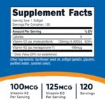Nutricost Vitamin K2 (MK7) (100mcg) + Vitamin D3 (5000 IU) 120 Softgels - Gluten Free and Non-GMO - Image 3