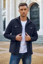 COOFANDY Men's Casual Lightweight Shirt Jacket Work Shacket Jackets Military Button Down Overshirt With Flap Pockets - Image 3