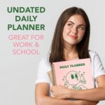 To Do List Cute Planner Undated Notebook, A4 Large Hardcover Spiral Schedule Retro Notebook, Aesthetic Daily for Students Girls Teens , Pink, Green (8.5x11) - Image 4