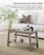 IDEALHOUSE 31.49" Industrial Coffee Table, Farmhouse Nightstand Set of 2-Tier Storage Side Tables with Rustic Wood Finish for Bedroom/Living Room, Narrow Space-Saving Design, Grey - Image 4