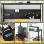 Yoobure L Shaped Gaming Desk with Pegboard, Reversible Computer Desk with LED Lights & Power Outlets, Drawers & Storage Shelves, Home Office Desks - Image 7