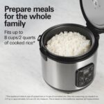 Hamilton Beach Digital Programmable Rice Cooker & Food Steamer, 8 Cups Cooked (4 Uncooked), With Steam & Rinse Basket, Stainless Steel (37518) - Image 9