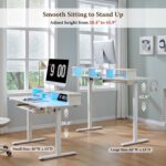 RedLemon 48Inch Gaming Desk, Electric Standing Desk with Height Adjustable, Power Outlets, LED Lights, Keyboard Tray, and Monitor Shelf, Stand Up Computer, White - Image 6