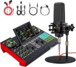 Podcast Equipment Bundle,with 3.5mm Condenser Microphone & Live Sound Card - Audio Mixer for Streaming, PC/Mobile Live Singing, Gaming Content Creators, Soundboard with USB Computer Interface - Image 2