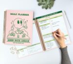 To Do List Cute Planner Undated Notebook, A4 Large Hardcover Spiral Schedule Retro Notebook, Aesthetic Daily for Students Girls Teens , Pink, Green (8.5x11) - Image 5