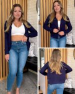 Women's Cropped Cardigan Sweaters Long Sleeve V-Neck Button Down Lightweight Sweaters - Image 6