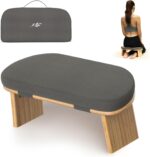 Meditation Chair w/ Extra Thick Cushion - Portable Bamboo Meditation Bench w/ Magnetic Locking Hinge - Anterior Tilt Seiza Bench Ideal for Comfortable & Stable Meditation - Sleek Canvas Kneeling Chair - Image 2