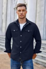 COOFANDY Men's Casual Lightweight Shirt Jacket Work Shacket Jackets Military Button Down Overshirt With Flap Pockets - Image 5