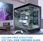 MUSETEX ATX PC Case, 3 x 120mm Fans Pre-Installed, 360MM RAD Support, 270° Full View Tempered Glass Gaming PC Case with Type-C, Mid Tower ATX Computer Case, Black, Y6 - Image 3